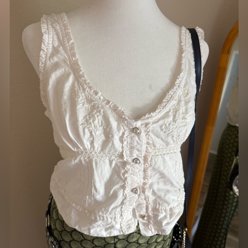 🌷Free People🌷Kerry Tank Top Sz M white lace cotton festival spring summer trend